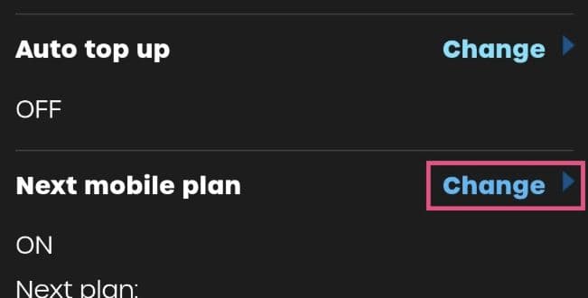 Change beside Next mobile plan on the giffgaff website